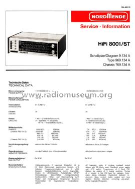 HiFi 8001/ST 969.134A Ch= 9.134A ; Nordmende, (ID = 1960857) Radio