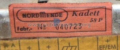 Kadett 58P Ch= 5701P; Nordmende, (ID = 2327142) Radio