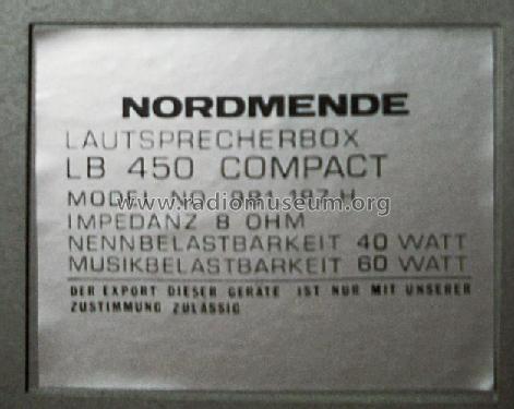 Lautsprecherbox LB450 compact 981.187H; Nordmende, (ID = 1787687) Speaker-P