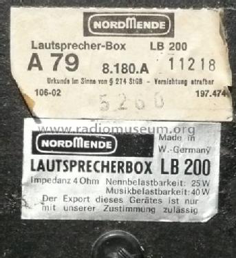 Lautsprecherbox LB200 8.180.A; Nordmende, (ID = 602866) Speaker-P