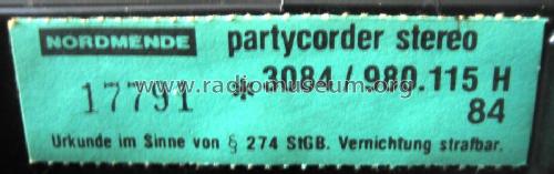 Partycorder Stereo 3084 0.155H; Nordmende, (ID = 626491) Radio