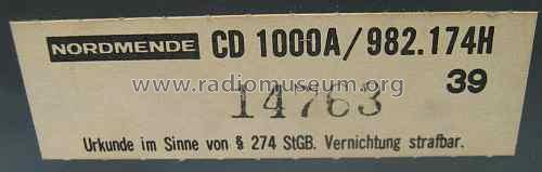 Philharmonic CD 1000A 982.174H; Nordmende, (ID = 1632097) R-Player