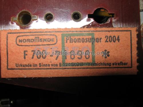 Phonosuper 2004 Stereo F700 Ch= 5/670; Nordmende, (ID = 2255095) Radio