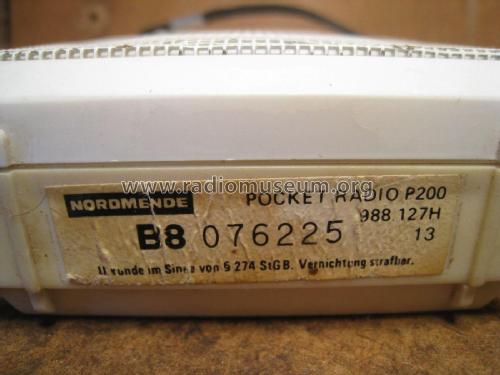 Pocket Radio P200 988.127H; Nordmende, (ID = 2003022) Radio