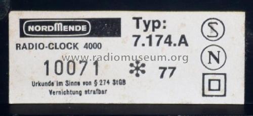 Radio Clock 4000 7.174A; Nordmende, (ID = 1787519) Radio