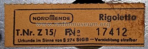 Rigoletto Z15 Ch= 2/614; Nordmende, (ID = 2824422) Radio