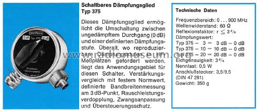 Schaltbares Dämpfungsglied Typ 375; Nordmende, (ID = 2518997) Equipment