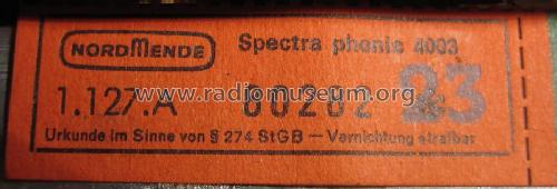 spectra phonic 4003 1.127A Ch= 771.120M; Nordmende, (ID = 744429) Radio