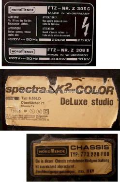 Spectra SK2 Color de Luxe Studio 8.550.D Ch= F V und 3x 773.220 F00; Nordmende, (ID = 1411089) Televisore