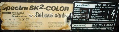 Spectra SK2 Color de Luxe Studio 8.550.D Ch= F V und 3x 773.220 F00; Nordmende, (ID = 194653) Télévision