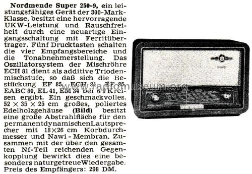 Super 250-9 Ch= 5218; Nordmende, (ID = 2646960) Radio