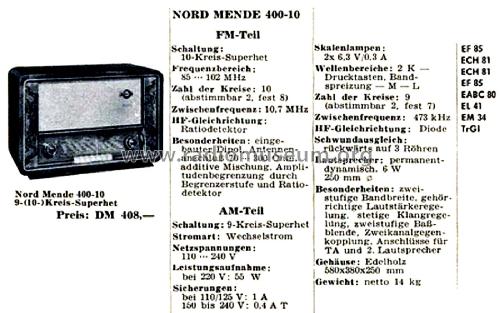 Super 400-10 Ch= 5204; Nordmende, (ID = 2800321) Radio