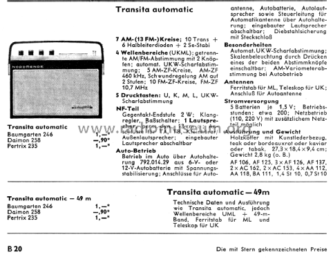 Transita Automatic 49m V033 Ch= 4/603KL49m; Nordmende, (ID = 2776832) Radio