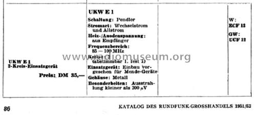 UKW-Einsatzgerät UKW E1; Nordmende, (ID = 3123637) Converter