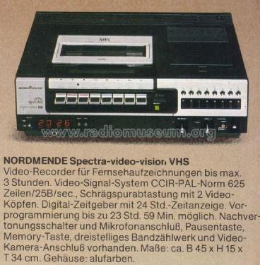 Video Cassette Recorder Spectra Video-Vision VHS ; Nordmende, (ID = 1766869) R-Player