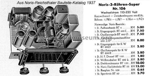 3-Röhren-Super 36WK Bauplan 106; Noris Marke, Leo (ID = 3018406) Kit