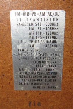 4 Way System Dual Power AC/DC AM/FM/AIR/PB - 11 Transistor MB-1251 - RP-4222 - UM-4200 ; NAFT N.A.F.T. North (ID = 1736392) Radio