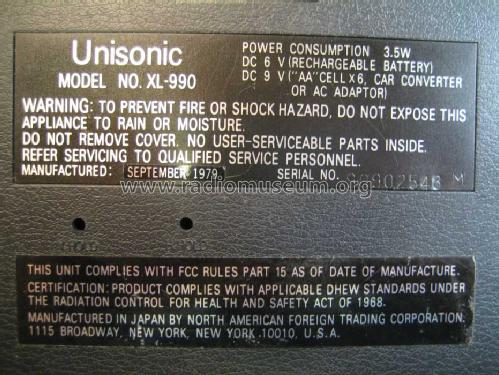 Unisonic XL-990; NAFT N.A.F.T. North (ID = 942449) TV Radio