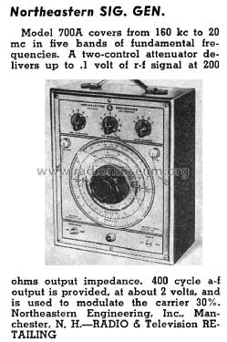 Signal Generator 700A; Northeastern (ID = 1216755) Ausrüstung