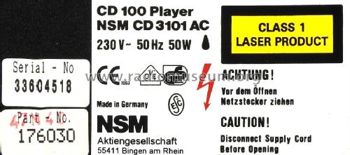 CD 100 Disc Library System CD Player CD3101AC + CD3101; NSM (ID = 3086701) R-Player