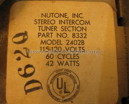 Radio Intercom 2402; NuTone Inc.; (ID = 1213479) Radio