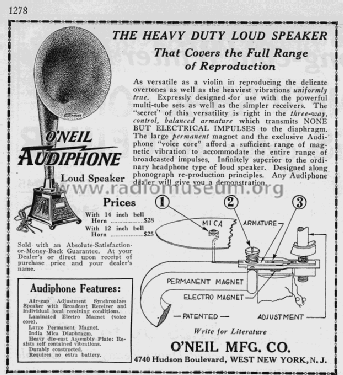 Audiophone Loud Speaker ; O'Neil Mfg.Co.; West (ID = 1227375) Speaker-P