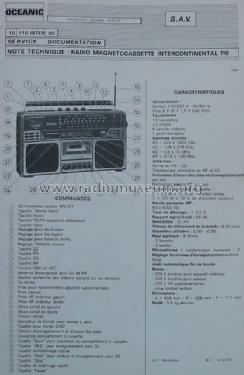 Radio Magnetocassette Intercontinental 110; Océanic, ITT Océanic (ID = 1134439) Radio