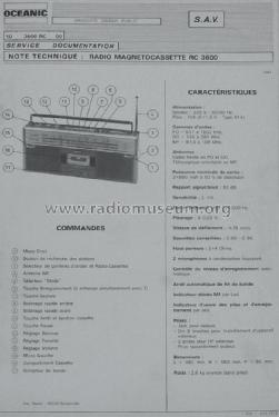 Radio Magnètocassette RC 3600; Océanic, ITT Océanic (ID = 1175843) Radio