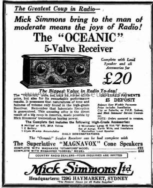 Oceanic 5 Valve ; Mick Simmons Ltd. (ID = 2233996) Radio