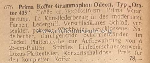 Koffer Grammophon Orator 405; Odeon Marke, (ID = 3016089) TalkingM