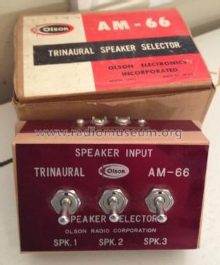 Trinaural Speaker Selector AM-66; Olson Radio (ID = 1657250) Misc