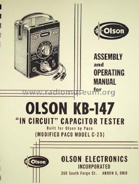 In-Circuit Capacitor Tester KB-147; Olson Radio (ID = 1888519) Equipment