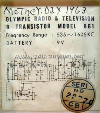 8 Transistor 'The Myrna' 861; Olympic Radio & (ID = 849337) Radio