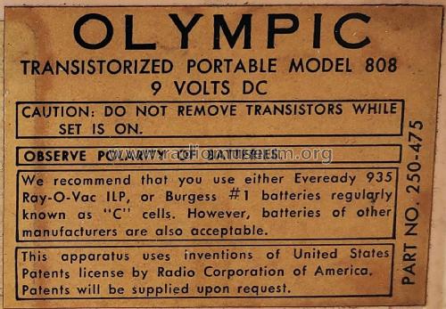 8 Transistor 808; Olympic Radio & (ID = 2872653) Radio