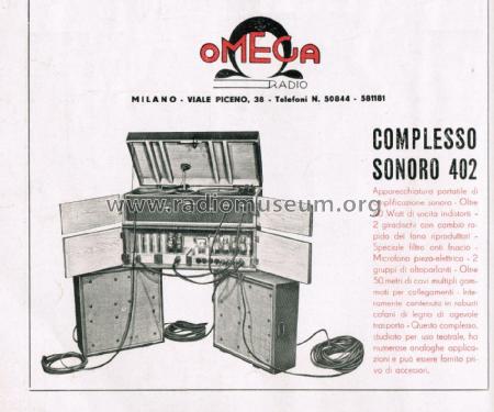 Complesso Sonoro 402; Omega Radio; Milano (ID = 2665611) Ampl/Mixer