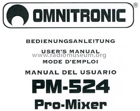 Pro-Mixer PM-524; Omnitronic (ID = 1638598) Ampl/Mixer