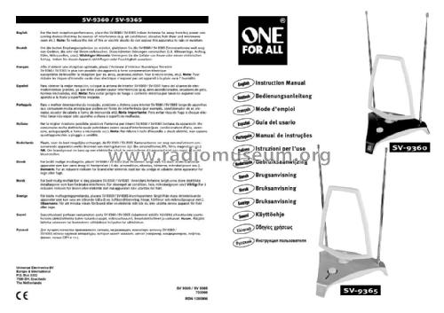 DVB-T Actíve UHF/VHF Antenna SV9365ROO; One for All brand, (ID = 2572858) Antenna