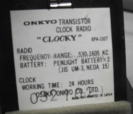 Clock Radio 'CLOCKY' 8PA-102T ; Onkyo, Osaka Denki (ID = 1640505) Radio