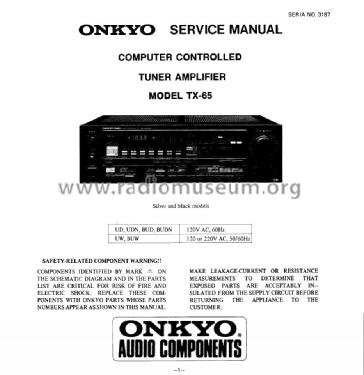 Integra Computer Controlled Tuner Amplifier TX-65; Onkyo, Osaka Denki (ID = 1681366) Radio