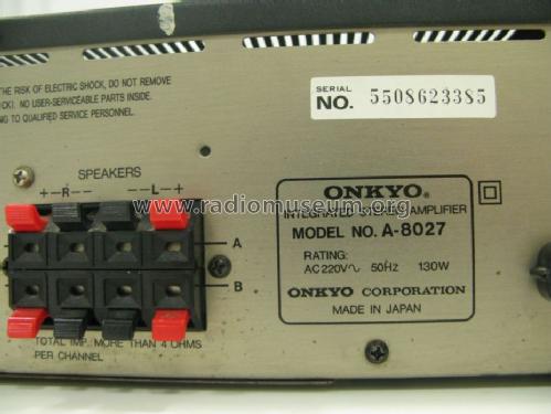 Integrated Stereo Amplifier A-8027; Onkyo, Osaka Denki (ID = 1452270) Ampl/Mixer