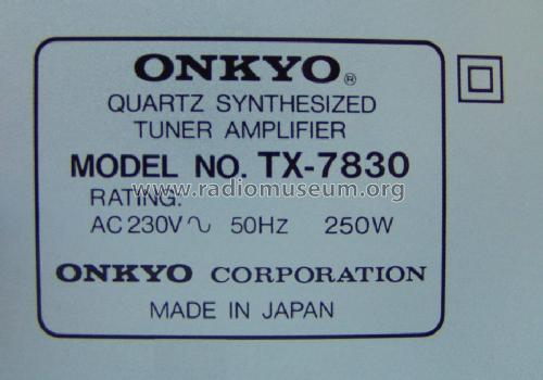 Quartz Synth. Tuner Amplifier TX-7830; Onkyo, Osaka Denki (ID = 626571) Radio