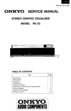 Stereo Graphic Equalizer PE-33; Onkyo, Osaka Denki (ID = 1842926) Ampl/Mixer