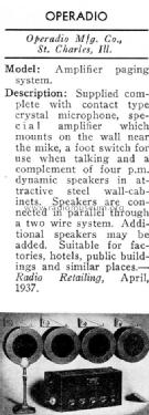 Amplifier Paging System 111; Operadio Corp.; St. (ID = 1054548) Ampl/Mixer