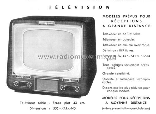 Téléviseurs 1954 ; ORA, Oradyne, Gérard (ID = 1418427) Télévision