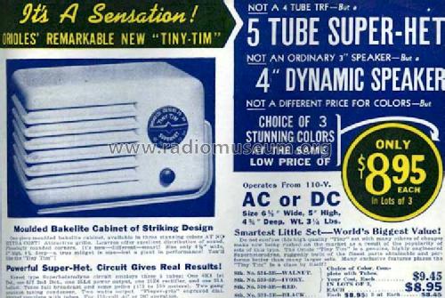 Tiny Tim Pee Wee 525-5E; Oriole brand (ID = 615578) Radio