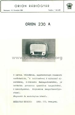 230A/020; Orion; Budapest (ID = 1497885) Radio