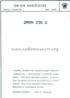 230U/010; Orion; Budapest (ID = 2227703) Radio