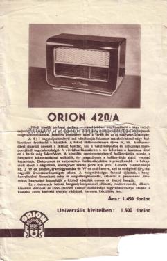 420A; Orion; Budapest (ID = 2206676) Radio