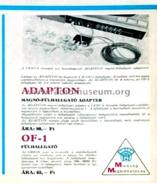 Adapton, Fülhallgató- Magnetofon Elosztó ; Orion; Budapest (ID = 2127921) Altri tipi