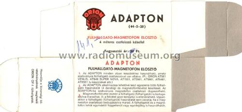 Adapton, Fülhallgató- Magnetofon Elosztó ; Orion; Budapest (ID = 2225762) Misc